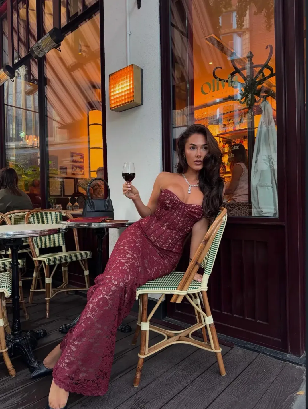 House Of CB Solaine Dress Cabernet Size S / AU 8 for rent on The Volte - main image