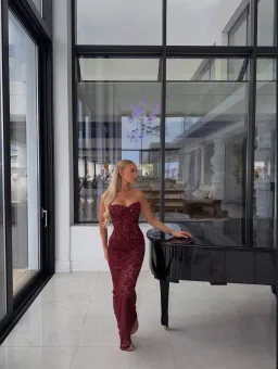 House Of CB Solaine Dress Cabernet Size S / AU 8 for rent on The Volte - image 5