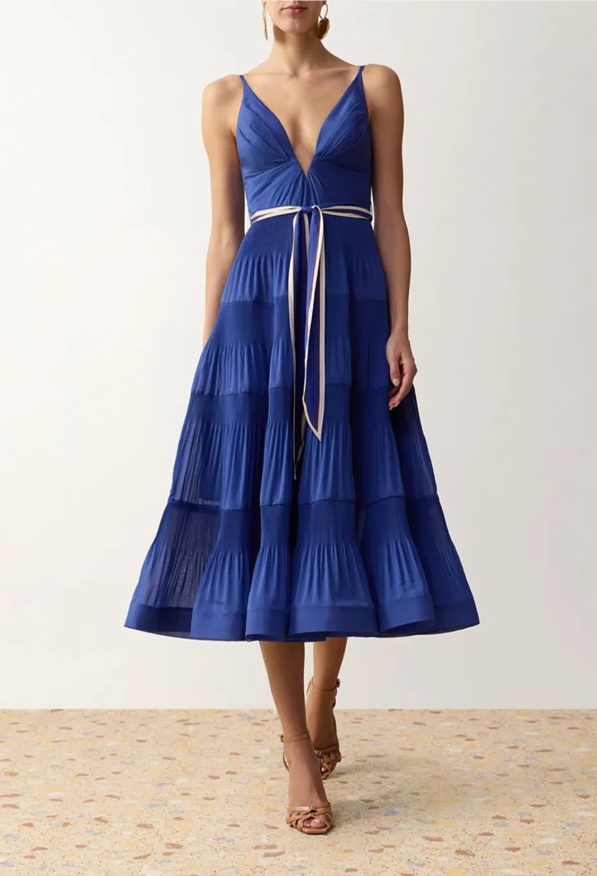 Zimmermann V Neck Pleated Midi - Image 1