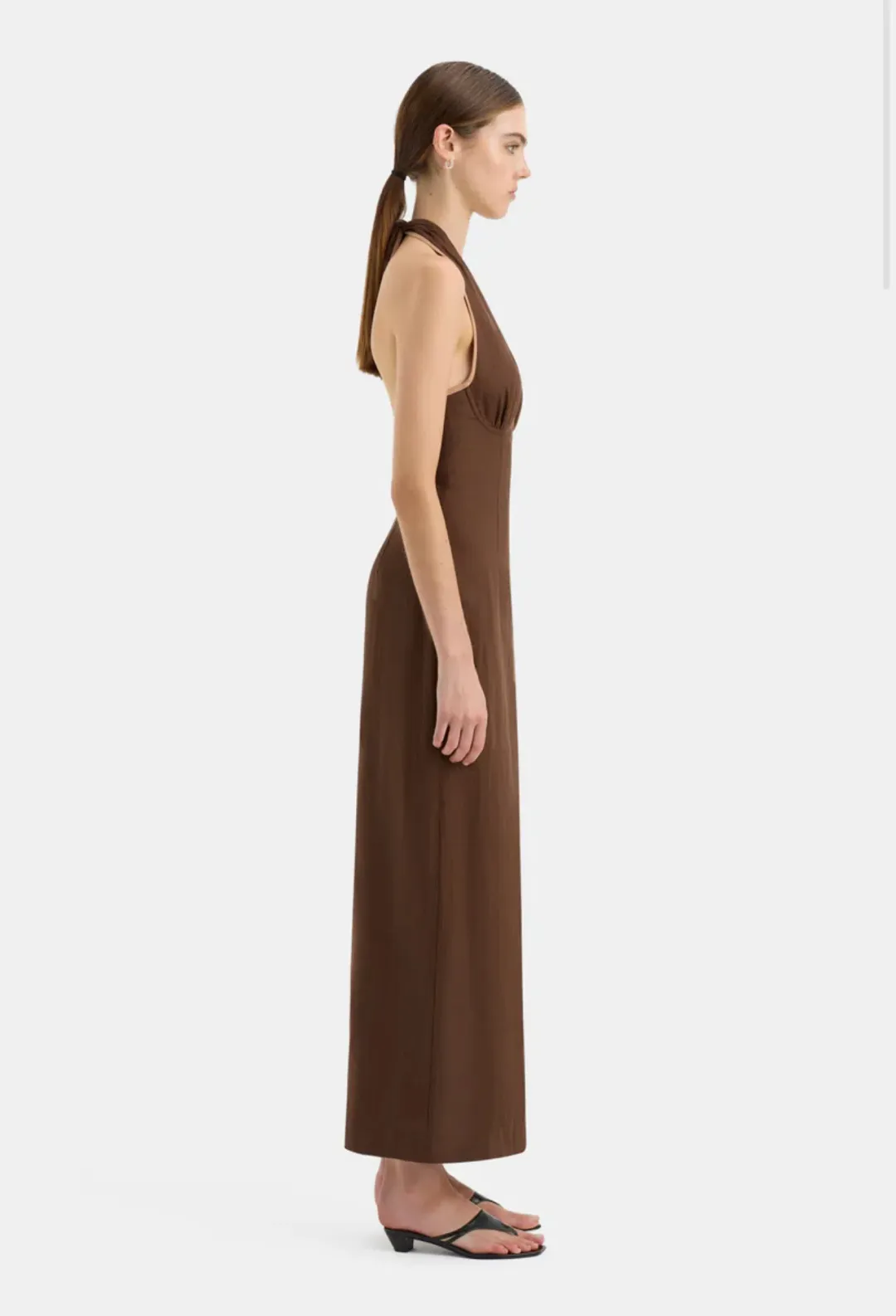 Sir The Label Chocolate Affogato Halter Midi Dress - Size 1 /8 AU for rent on The Volte - main image