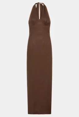Sir The Label Chocolate Affogato Halter Midi Dress - Size 1 /8 AU for rent on The Volte - image 4