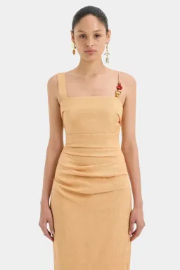 Sir The Label Light Tan Antonia Beaded Midi Dress. Size 3/12 AU for rent on The Volte - image 4
