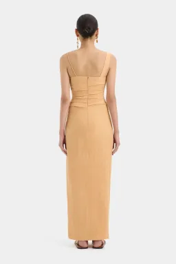Sir The Label Light Tan Antonia Beaded Midi Dress - Size 1/8 AU for rent on The Volte - image 3