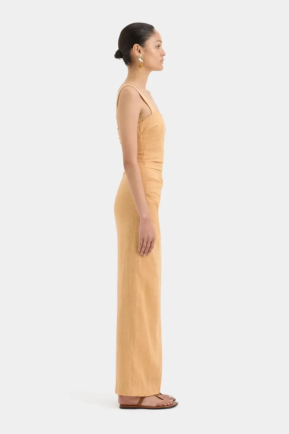 Sir The Label Light Tan Antonia Beaded Midi Dress - Size 1/8 AU - Image 2