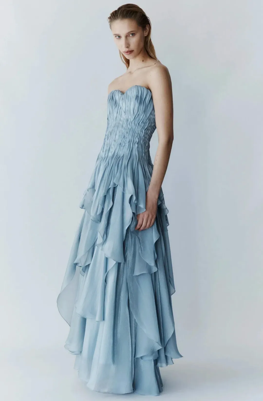 Aje Gleam Gown Metallic Blue Size 6 for rent on The Volte - main image