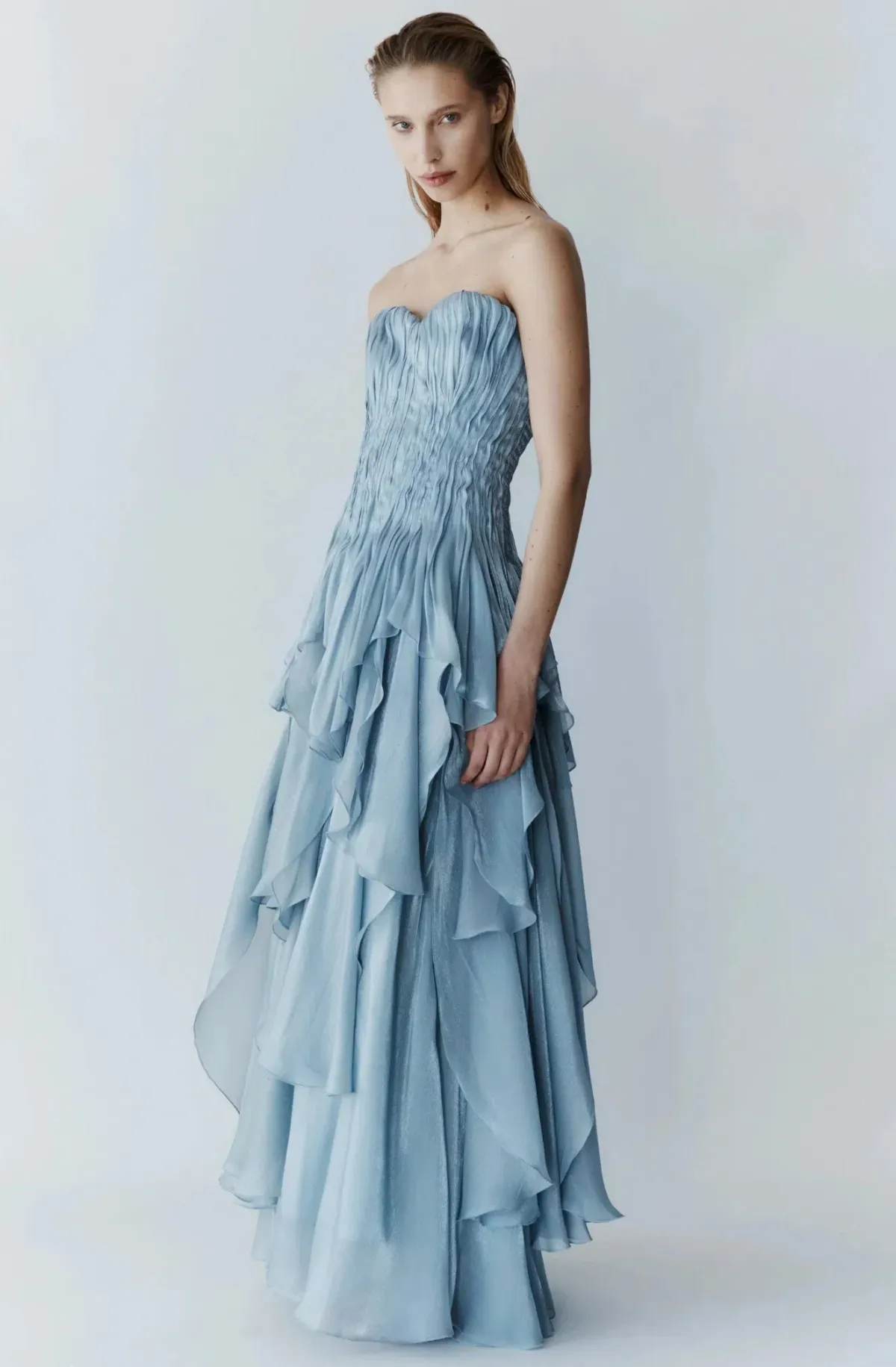 Aje Gleam Gown Metallic Blue Size 6 - Image 2