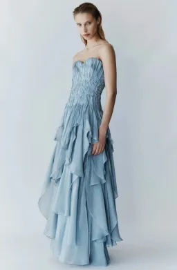 Aje Gleam Gown Metallic Blue Size 6 for rent on The Volte - image 2