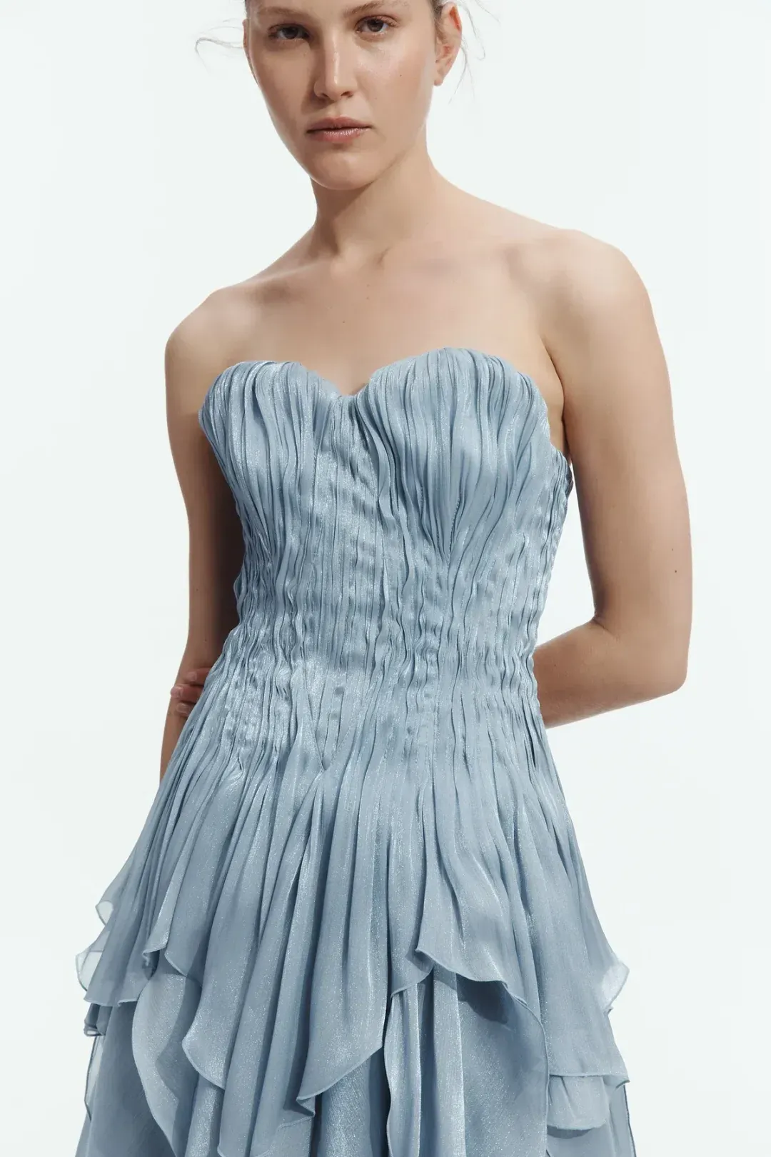 Aje Gleam Gown Metallic Blue Size 8 for rent on The Volte - main image
