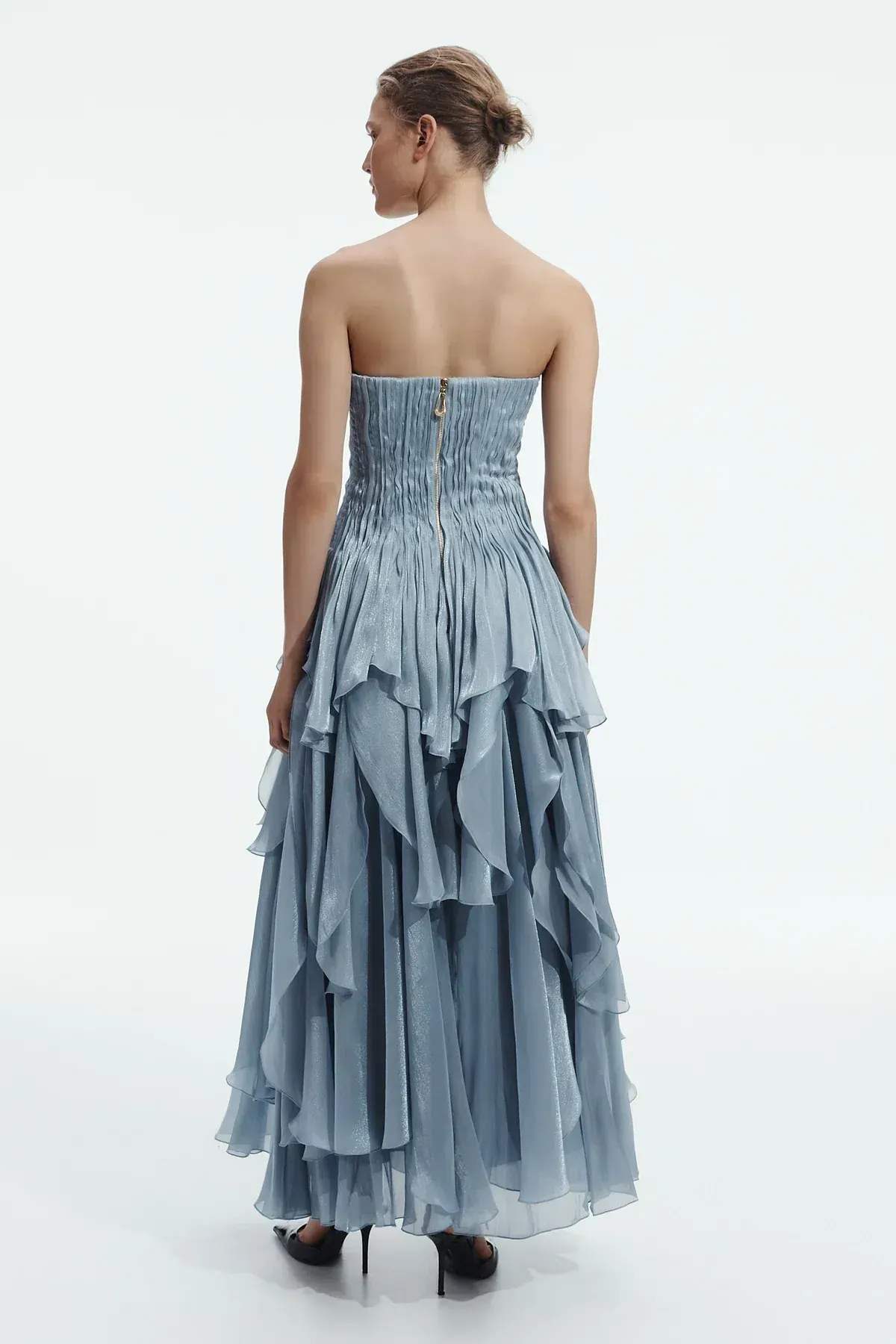 Aje Gleam Gown Metallic Blue Size 8 - Image 3