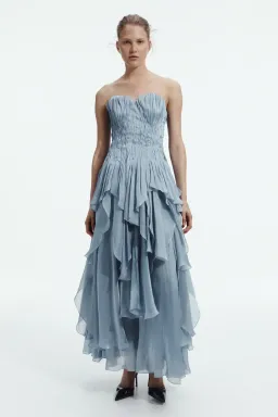 Aje Gleam Gown Metallic Blue Size 8 for rent on The Volte - image 2