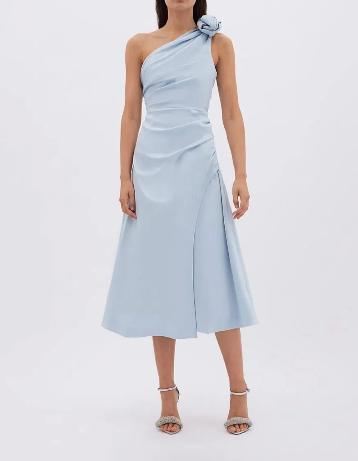 Rachel Gilbert Beki Taffeta Midi Dress Ice Blue Size 10 - Image 2