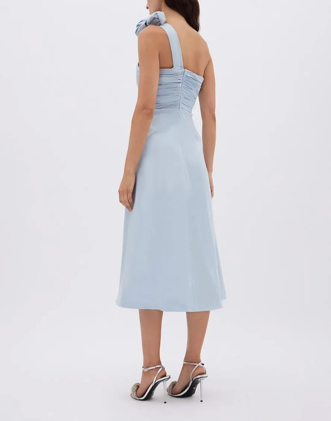 Rachel Gilbert Beki Taffeta Midi Dress Ice Blue Size 10 for rent on The Volte - main image