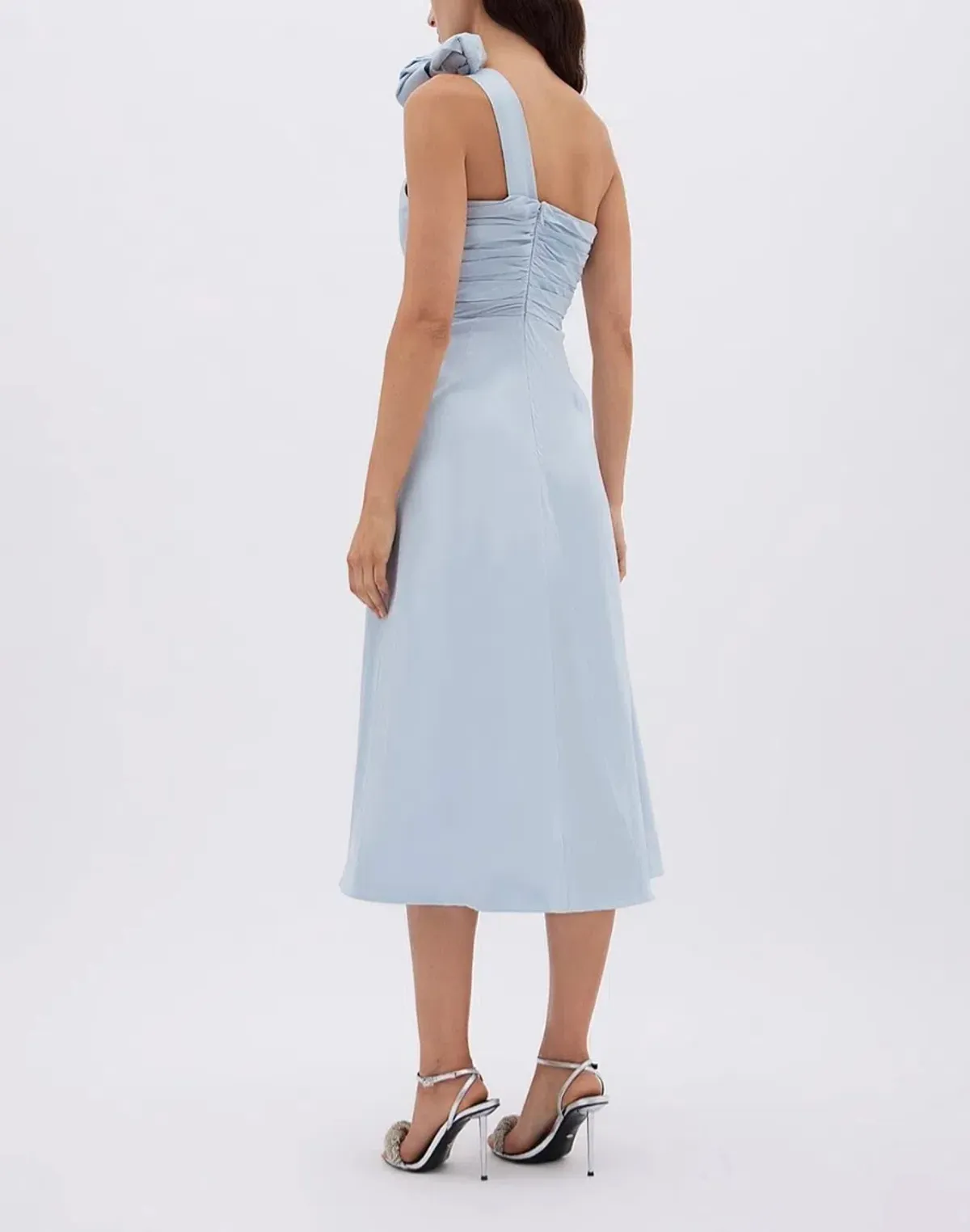 Rachel Gilbert Beki Taffeta Midi Dress Ice Blue Size 10 - Image 4