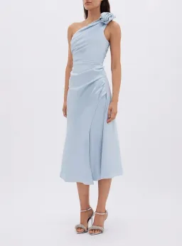 Rachel Gilbert Beki Taffeta Midi Dress Ice Blue Size 10 for rent on The Volte - image 3