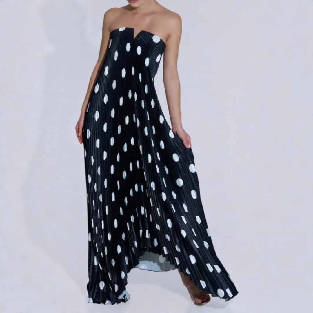 L'idee Black Tie Gown Polka Noir Size 10 for rent on The Volte - main image