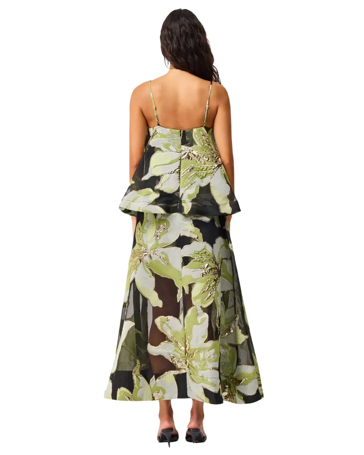 Elliatt Elysia Tiered Gown Black Green Floral Size XXL - Image 3