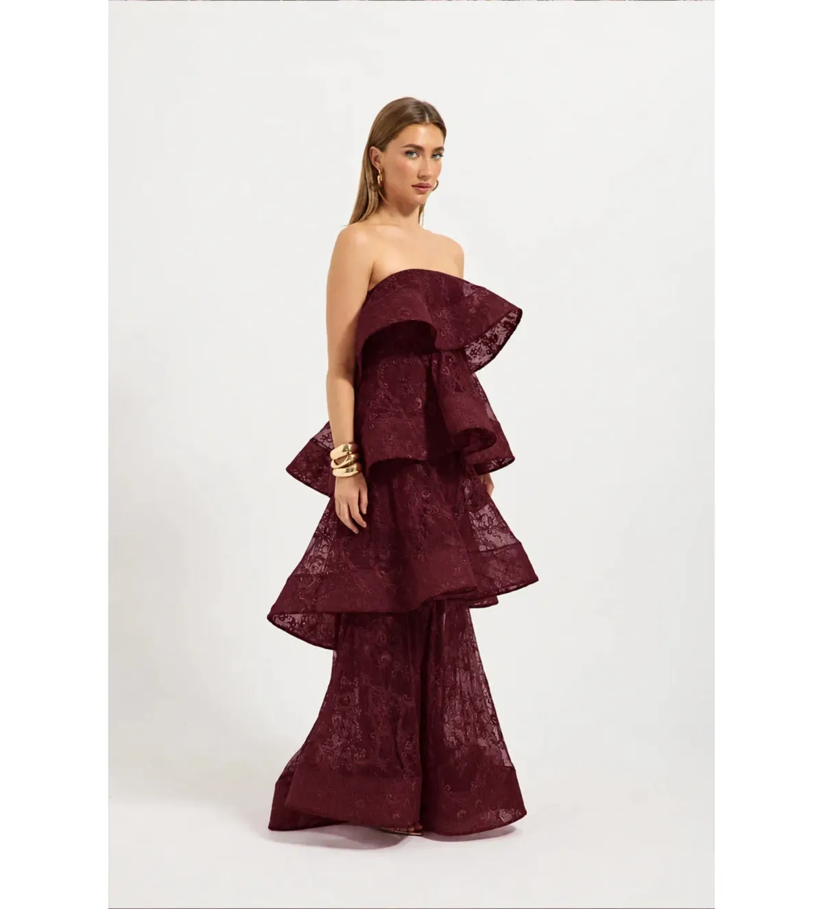 Pasduchas Opehlia Lace Maxi Dress in Cherry Size AU8 - Image 2