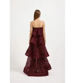 Pasduchas Opehlia Lace Maxi Dress in Cherry Size AU12 for rent on The Volte - image 3