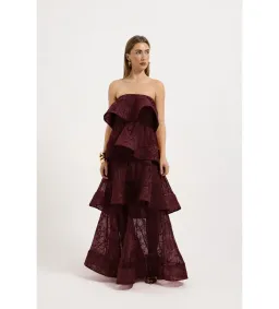 Pasduchas Opehlia Lace Maxi Dress in Cherry Size AU12 for rent on The Volte - image 1
