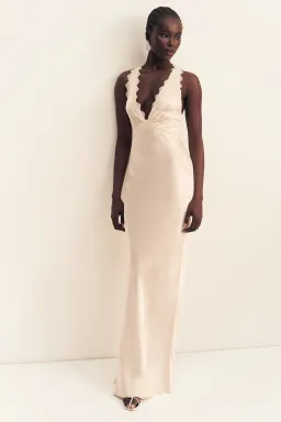 Shona Joy La Lune Lace Cross Back Maxi Dress - Cream, Size 6 for rent on The Volte - image 2