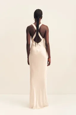 Shona Joy La Lune Lace Cross Back Maxi Dress - Cream, Size 6 for rent on The Volte - image 3