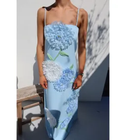Elliatt Buttercup Embroidered Maxi Dress in Blue Size L/AU12 for rent on The Volte - image 2