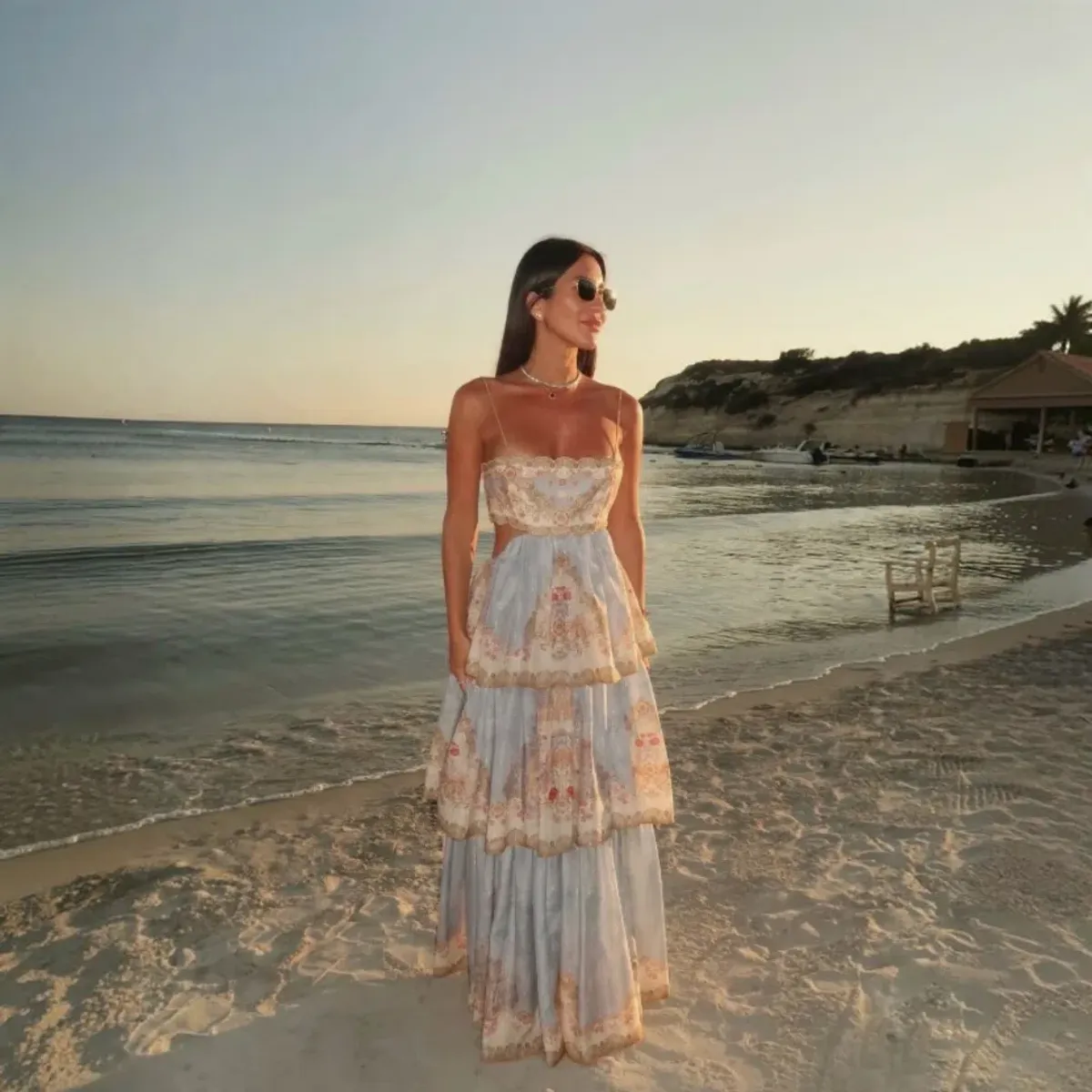 Zimmermann Daylight Tiered Maxi Dress Wallpaper Floral Denim Size 2 / AU 12 - Image 1