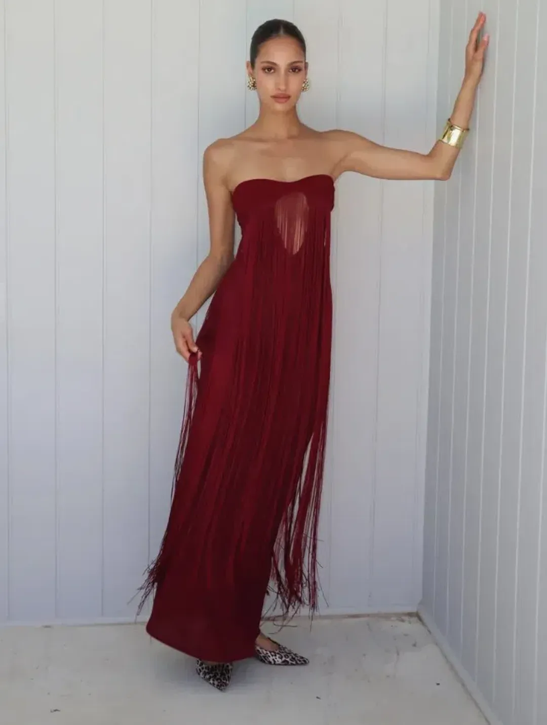 Deconduarte Venus Dress in Wine Size 10 for rent on The Volte - main image