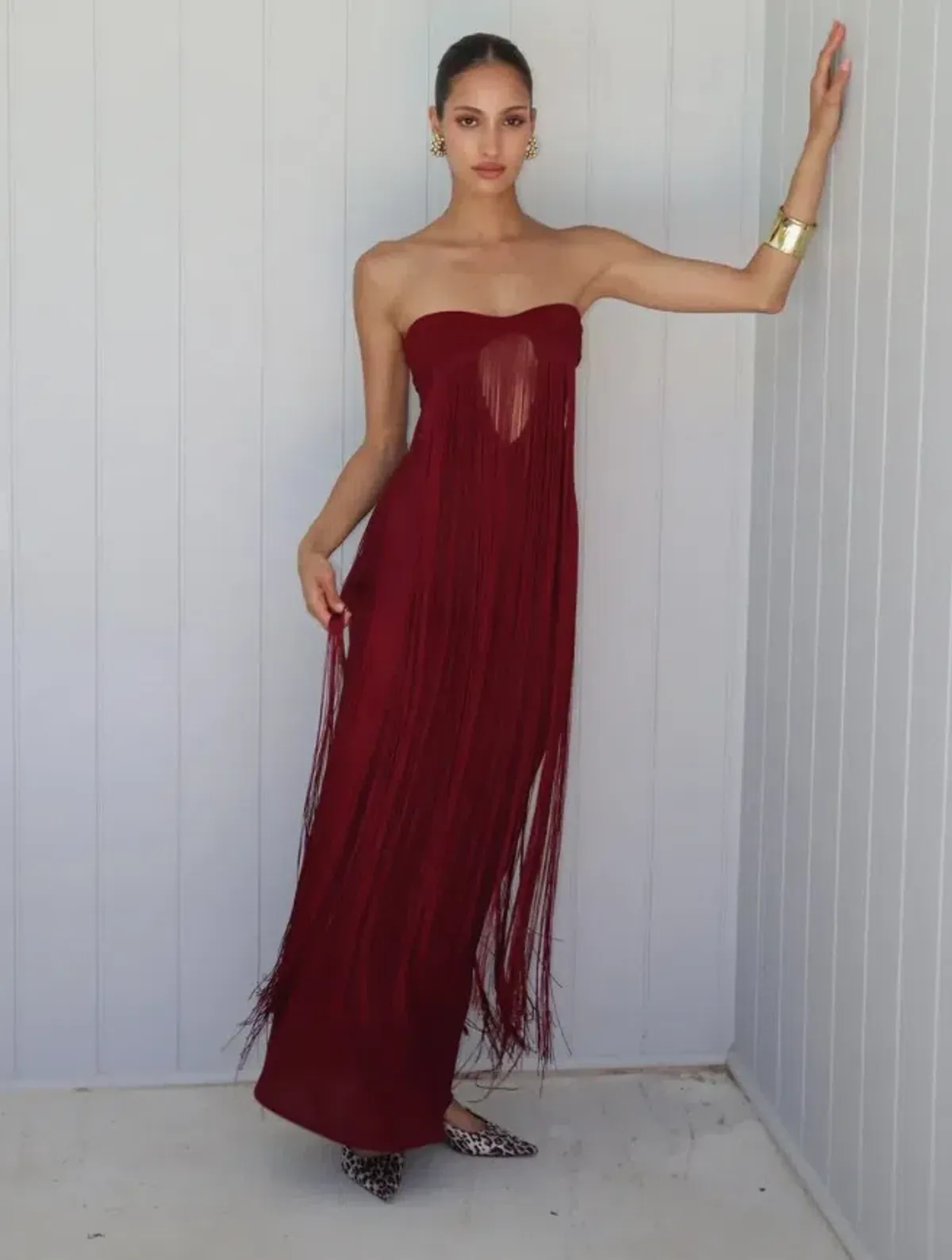 Deconduarte Venus Dress in Wine Size 10 for rent on The Volte - main image