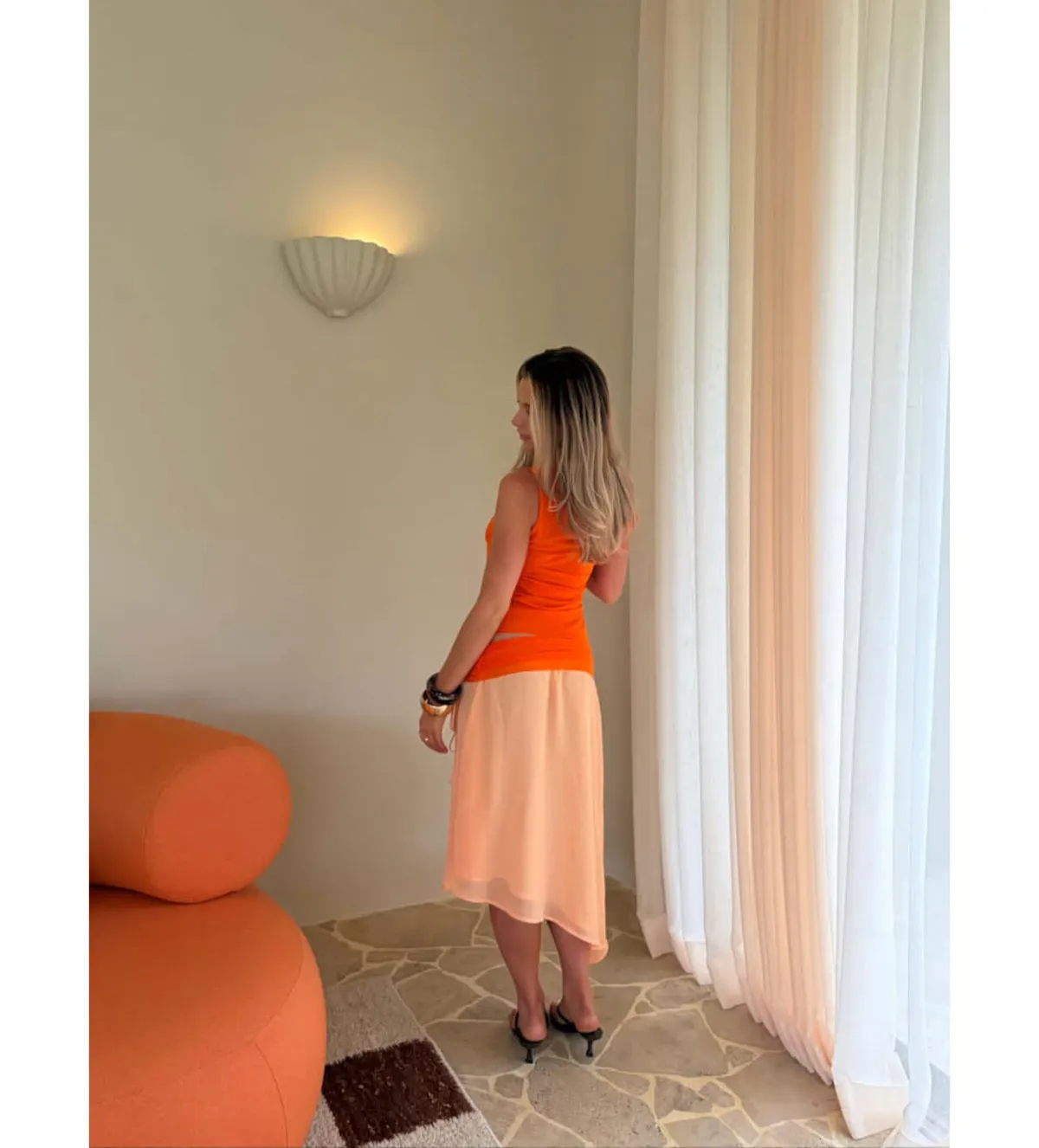 Desero Jacare Provence Top and Skirt Set in Orange Size AU8 - Image 2