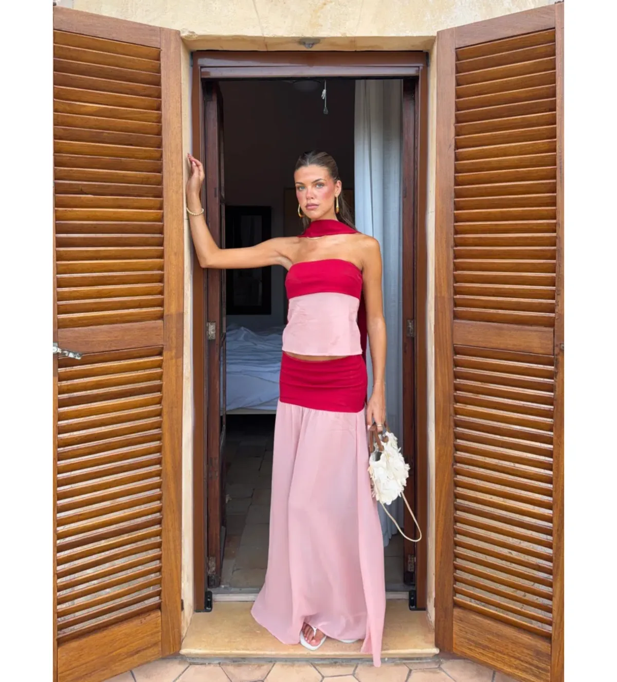 Desero Jacare Mallorca Top and Skirt Set in Rouge Size AU10 - Image 1