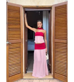 Desero Jacare Mallorca Top and Skirt Set in Rouge Size AU10 for rent on The Volte - image 3