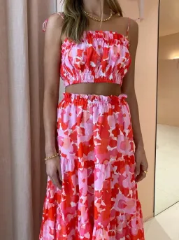 Steele Layla Crop and Flora Skirt Set Camellia Size M for rent on The Volte - image 2