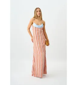 With Harper Lu Draped Slip Dress in Blush Stripe Size AU8 for rent on The Volte - image 2