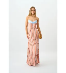 With Harper Lu Draped Slip Dress in Blush Stripe Size AU8 for rent on The Volte - image 1