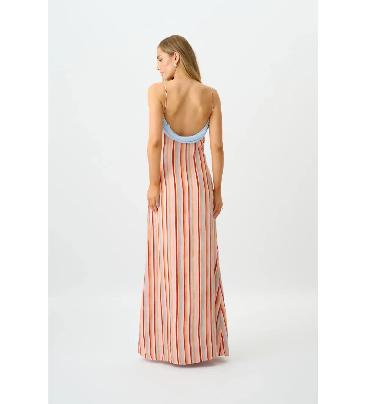 With Harper Lu Draped Slip Dress in Blush Stripe Size AU8 - Image 3