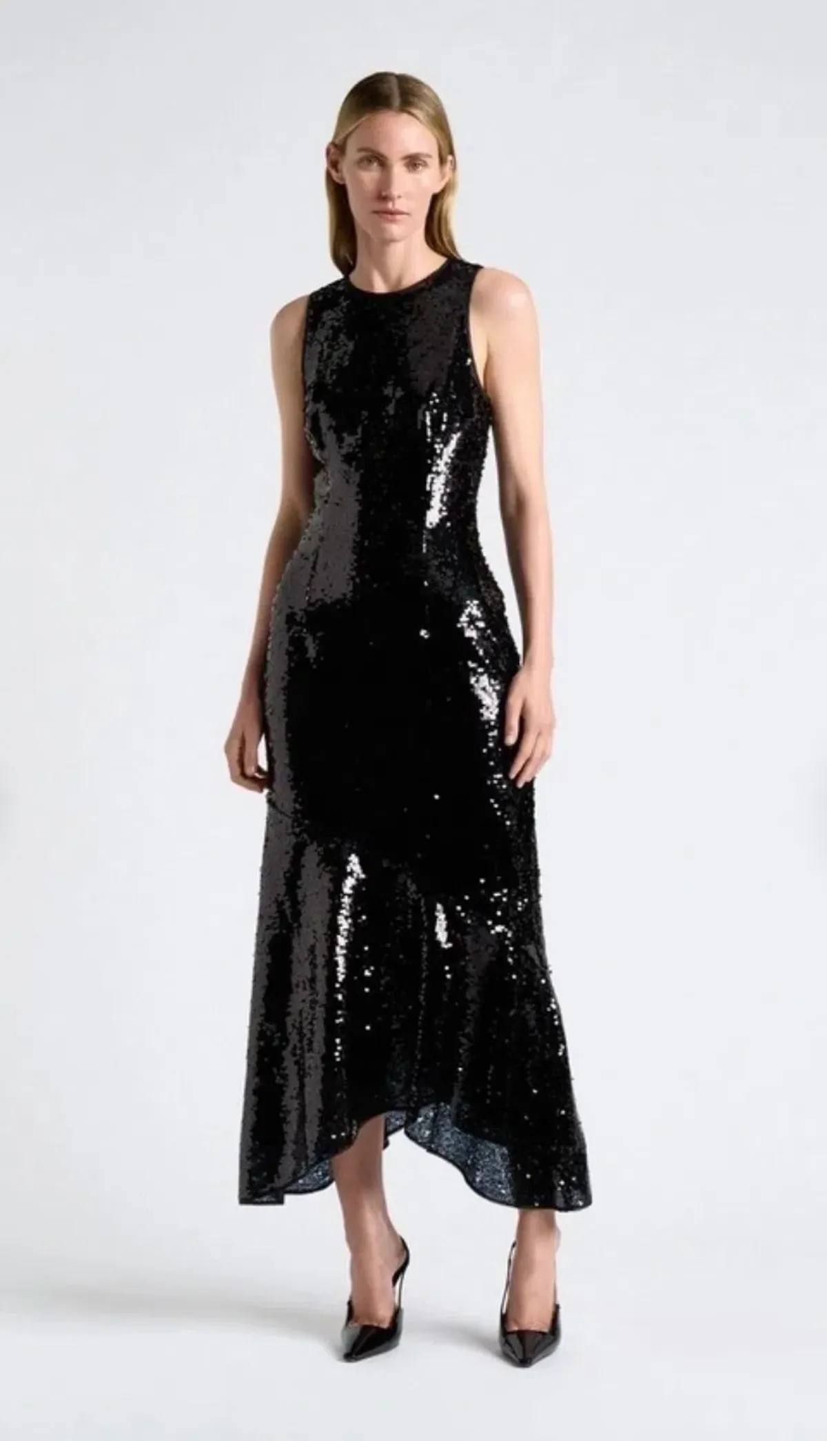 Cue black sequin shaped midi size 16 for rent on The Volte - main image