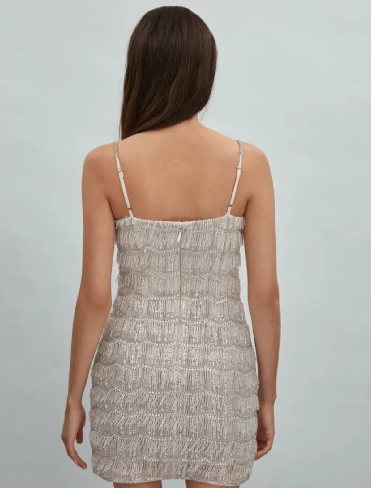Rachel Gilbert Sadie Beaded Fringing Mini Dress in Ivory White Size 2 /AU 10 - Image 4