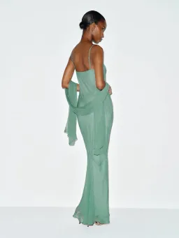 Reformation Rida Silk Chiffon Dress Sage Green Size XS for rent on The Volte - image 4