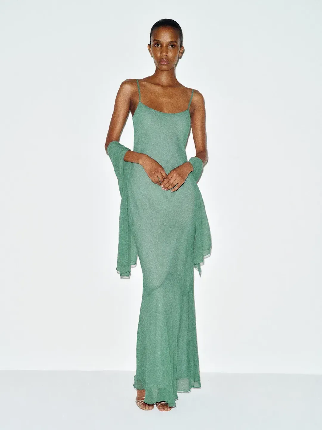 Reformation Rida Silk Chiffon Dress Sage Green Size XS for rent on The Volte - main image