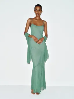 Reformation Rida Silk Chiffon Dress Sage Green Size XS for rent on The Volte - image 1