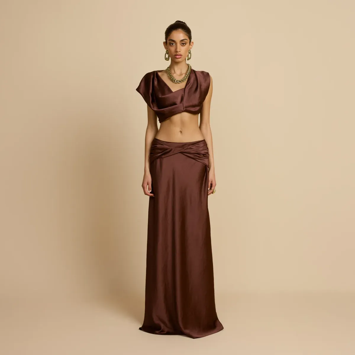 π€ Arcina Ori Andi Top & Maxi Skirt Set β Cacao Brown β Size AU 10 (M) π€ - Image 5