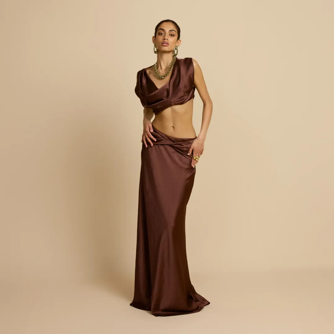 π€ Arcina Ori Andi Top & Maxi Skirt Set β Cacao Brown β Size AU 10 (M) π€ for rent on The Volte - main image