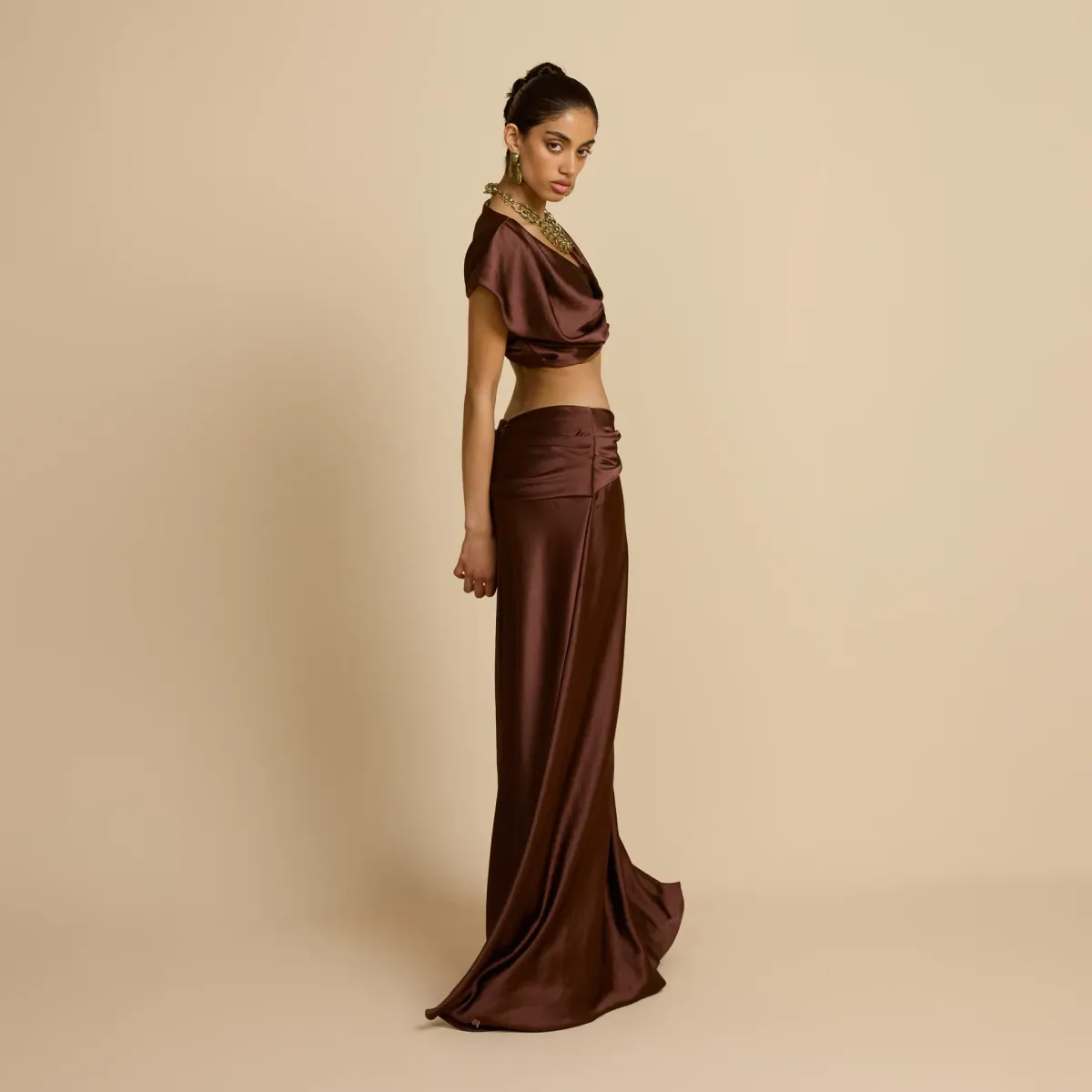 π€ Arcina Ori Andi Top & Maxi Skirt Set β Cacao Brown β Size AU 10 (M) π€ - Image 4