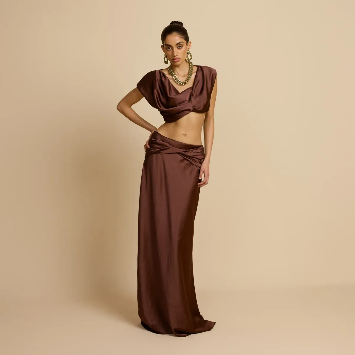 π€ Arcina Ori Andi Top & Maxi Skirt Set β Cacao Brown β Size AU 10 (M) π€ - Image 7