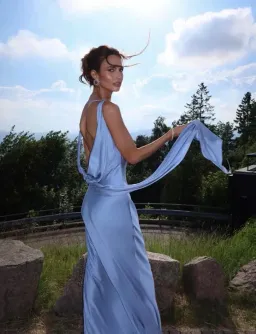 Brand New🩵 Arcina Ori Darcy Gown – Sky Blue - Size 8 AU / S Satin Maxi Dress 🩵 for rent on The Volte - image 7