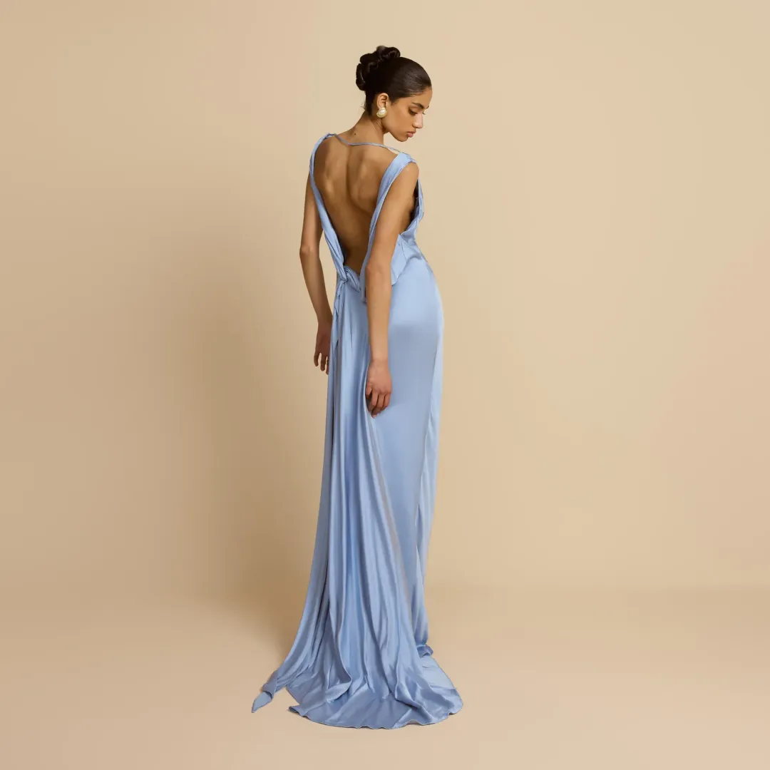 Brand New🩵 Arcina Ori Darcy Gown – Sky Blue - Size 8 AU / S Satin Maxi Dress 🩵 for rent on The Volte - main image