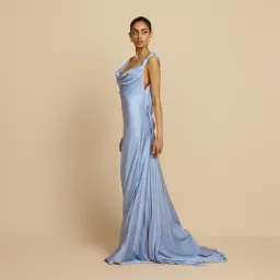 Brand New🩵 Arcina Ori Darcy Gown – Sky Blue - Size 8 AU / S Satin Maxi Dress 🩵 for rent on The Volte - image 4