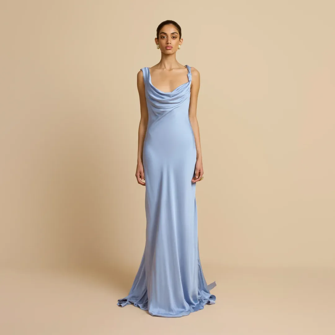 Brand New🩵 Arcina Ori Darcy Gown – Sky Blue - Size 8 AU / S Satin Maxi Dress 🩵 for rent on The Volte - main image