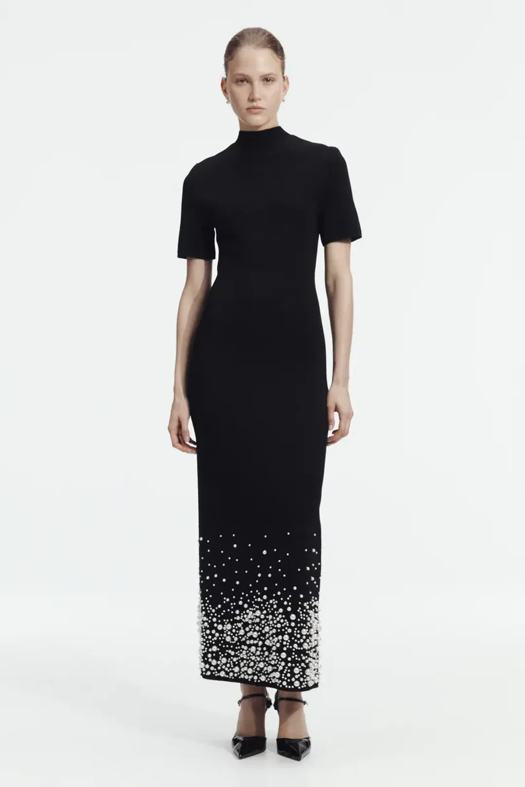 π€ AJE Marlene Pearl Knit Midi Dress β Black β Size AU 6 π€ for rent on The Volte - main image